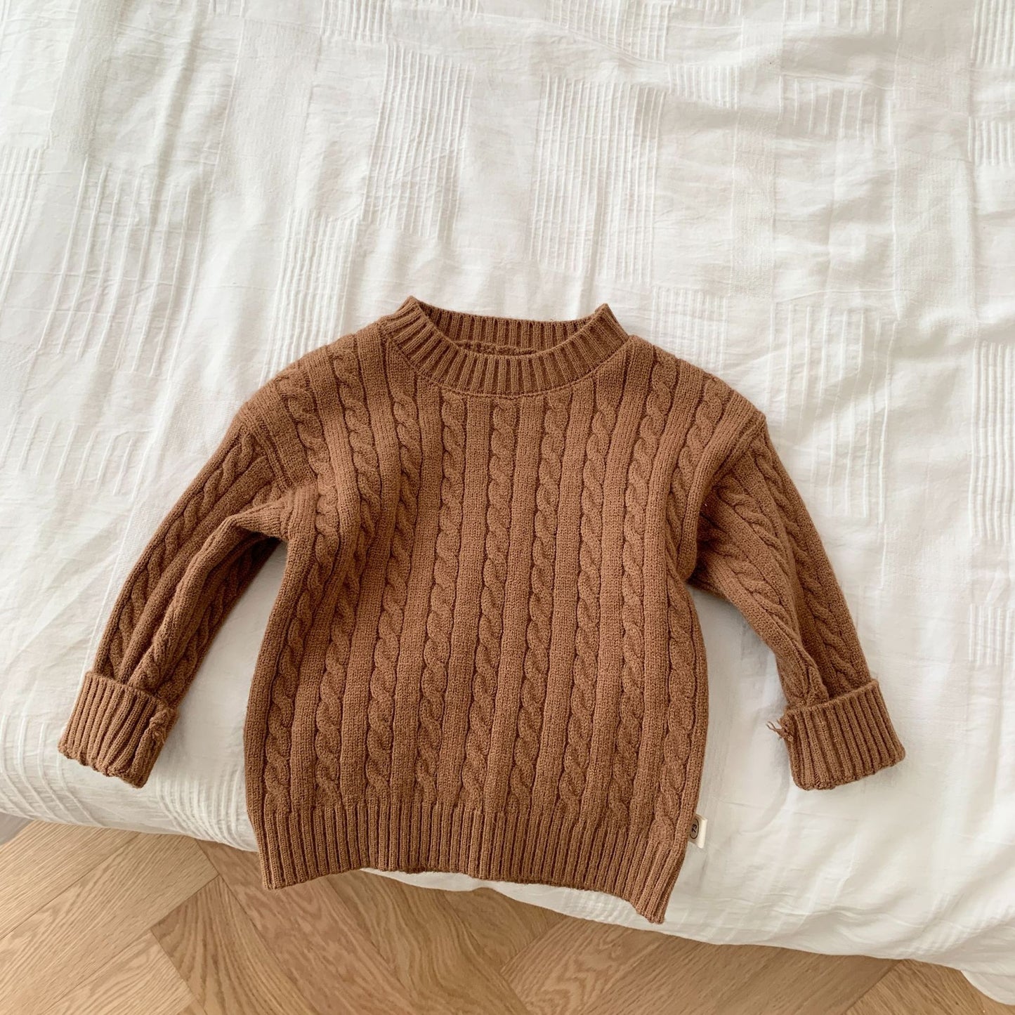 Children's Fried Dough Twists Sweater Solid Color Suit