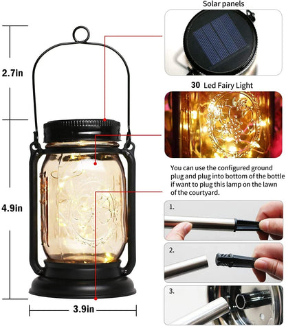 Home Patio Decorative LED Solar Mason Jar Light