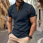 Men's Short Sleeve Polo Shirt Henry T-shirts - Casual Summer Quick Dry Top - Breathable Cotton Blend Knit Tee Sports Street Fashion Top