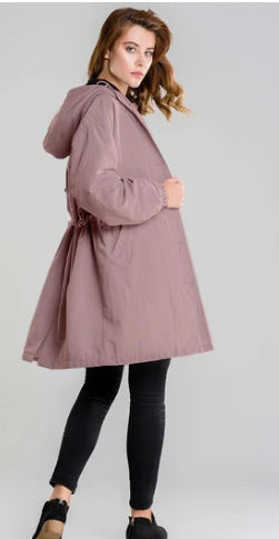 Trench-Coat mi-long ample à manches longues, grande taille