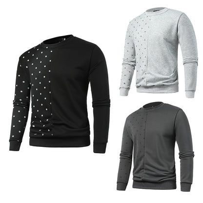 New Trend Printed Large Round Neck Men's Casual Pullover Sweater