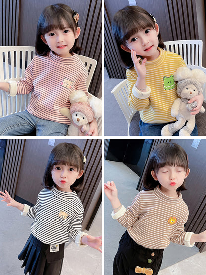 Girls Plus Fleece Sweater Bottoming Shirt Children's Wear