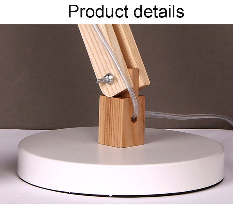 Household Solid Wood Long Arm Adjustable Desk Lamp