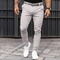 Men's Pure Color Tight Pocket Zipper Business Casual Slim-fitting Trousers