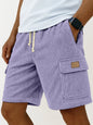 Versatile 3D Bag Mens Drawstring Corduroy Side-Pocket Shorts