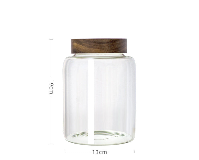 Large Storage Jar Household Acacia Wood Lid