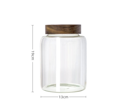 Large Storage Jar Household Acacia Wood Lid