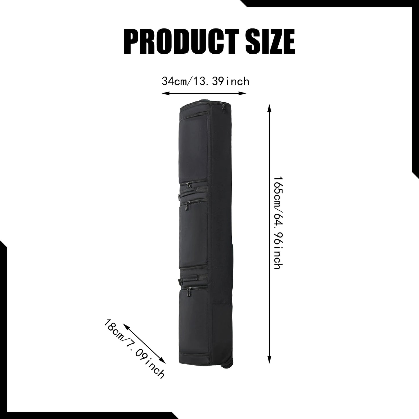 165Cm Ski Bag Ski Accessories Snowboard Bag With Wheels Waterproof Backpack Winter Snow Gears Storage Organizer Zipper For Men