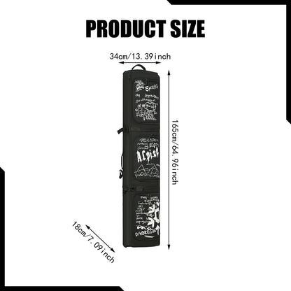 165Cm Ski Bag Ski Accessories Snowboard Bag With Wheels Waterproof Backpack Winter Snow Gears Storage Organizer Zipper For Men