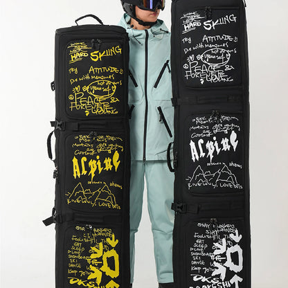 165Cm Ski Bag Ski Accessories Snowboard Bag With Wheels Waterproof Backpack Winter Snow Gears Storage Organizer Zipper For Men