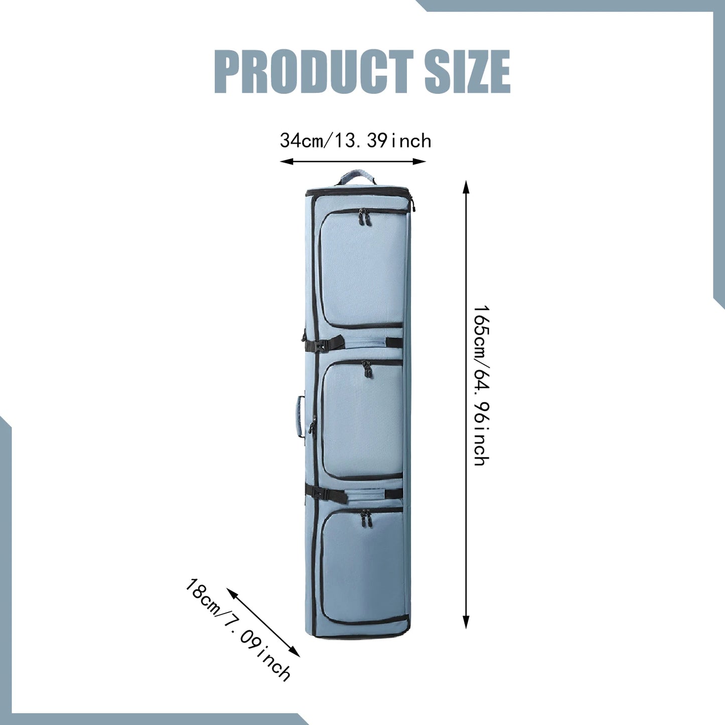 165Cm Ski Bag Ski Accessories Snowboard Bag With Wheels Waterproof Backpack Winter Snow Gears Storage Organizer Zipper For Men