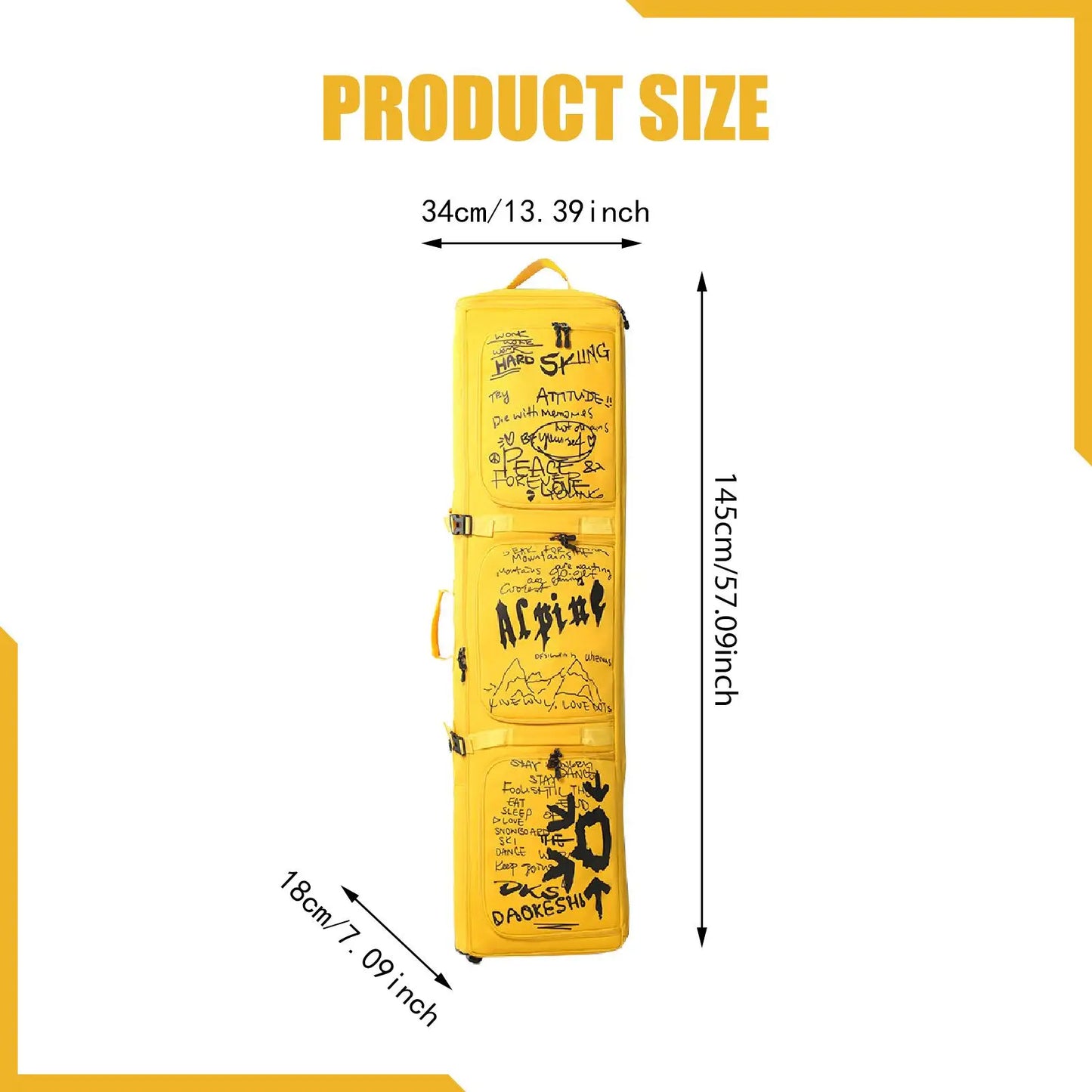 165Cm Ski Bag Ski Accessories Snowboard Bag With Wheels Waterproof Backpack Winter Snow Gears Storage Organizer Zipper For Men