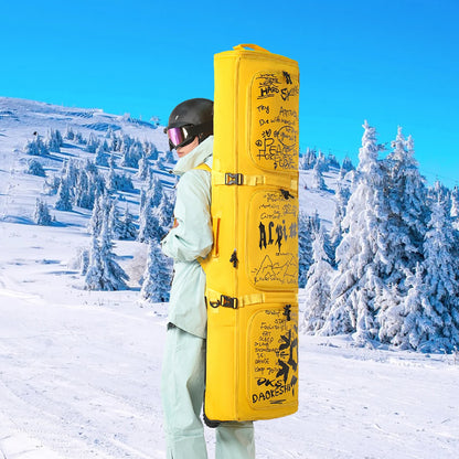 165Cm Ski Bag Ski Accessories Snowboard Bag With Wheels Waterproof Backpack Winter Snow Gears Storage Organizer Zipper For Men