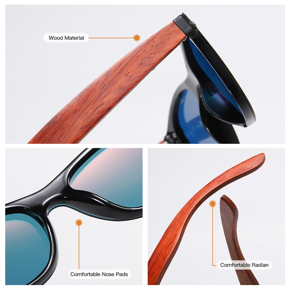 GM Red Wood Rimless Polarized Men Sunglasses Square Frame Sun glasses Women Sun glasses Male Oculos de sol Masculino