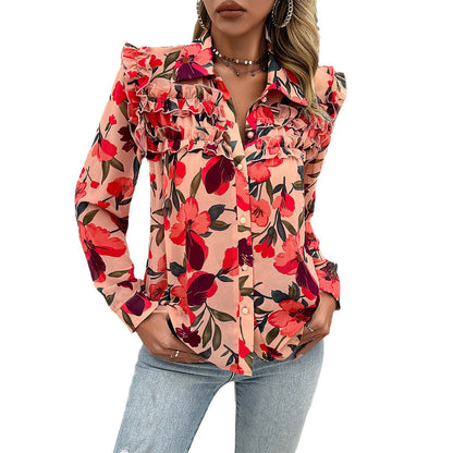 Women's Fashion Casual Printing Long Sleeve Shirt