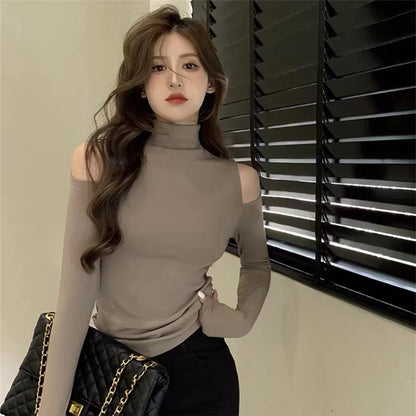 Half Turtleneck Bottoming Shirt Off-the-shoulder Hollow-out Inner Wear