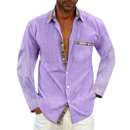 Men's Fashion Casual Solid Color Long Sleeve Shirt