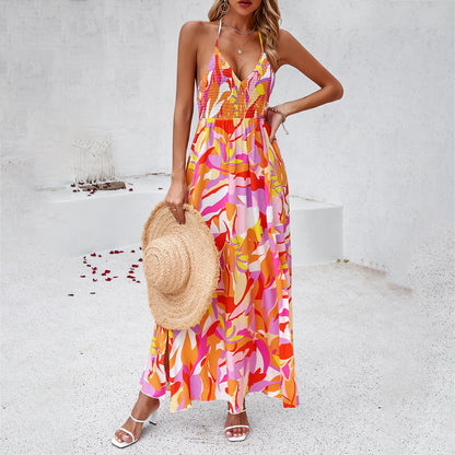 Women's Holiday Printing Slip Dress