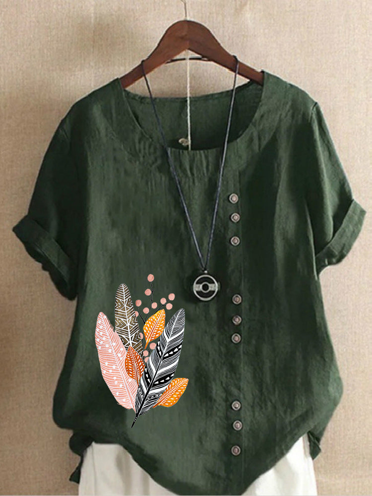 Short Sleeve Loose Casual Shirt Women