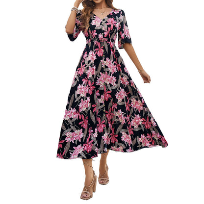 Women's Fashion Vacation Casual Printed Large Swing Dress