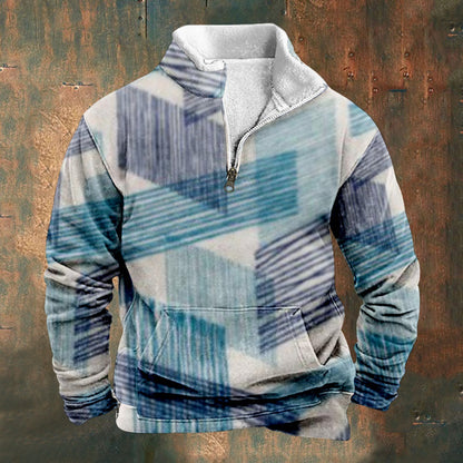 Cross Border Digital Printing Long Sleeve Stand Collar Half Zip Sweater Inner Cut