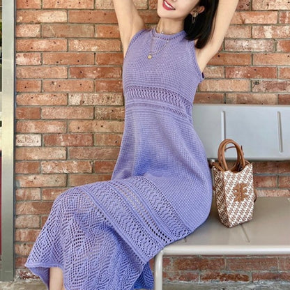 Waist-tight Sleeveless Long Jumper Dress Women