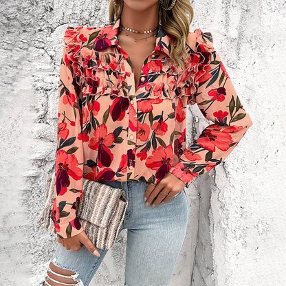 Women's Fashion Casual Printing Long Sleeve Shirt