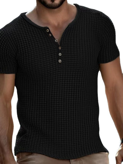 Men's Fashion Casual Solid Color Zipper T-shirt Top