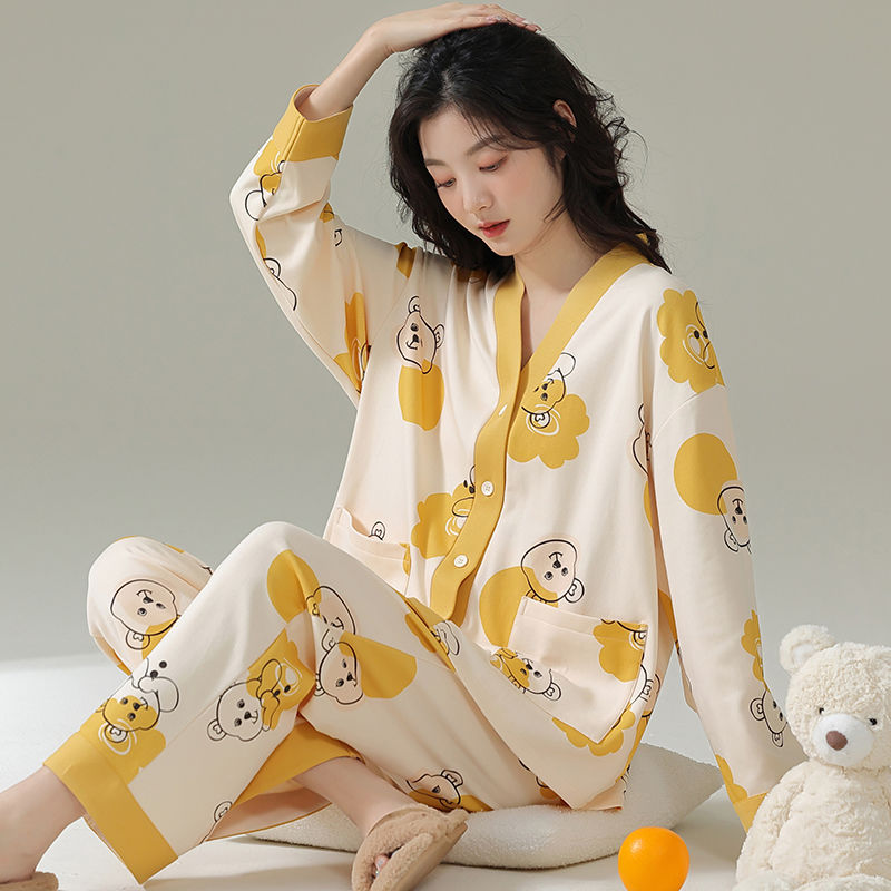 Men's And Women's Fashion Casual Printing Cartoon Bear Homewear