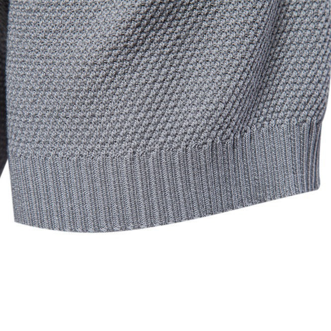 Men's Lapel Knitted Short Sleeve Solid Color Simple