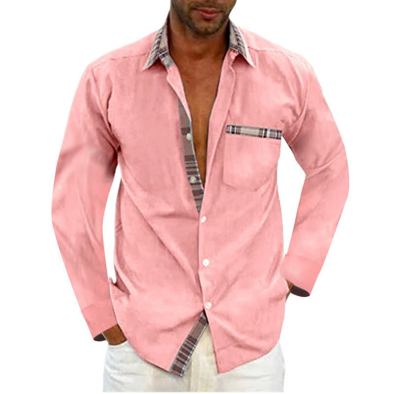 Men's Fashion Casual Solid Color Long Sleeve Shirt