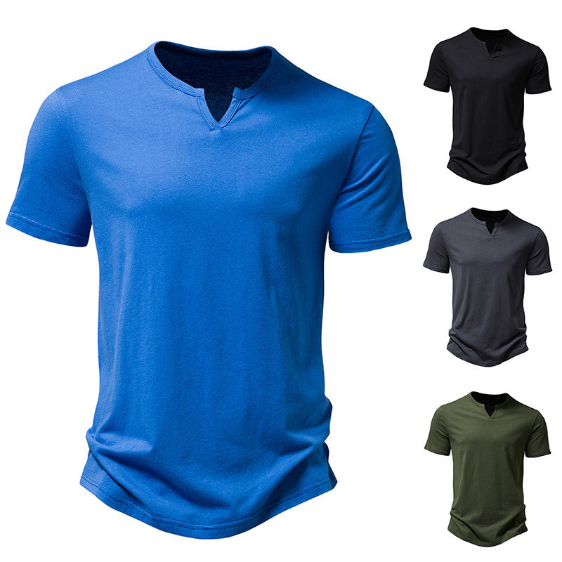 Men's Venice Notched Collar Short-sleeved T-shirt Men Plus Size