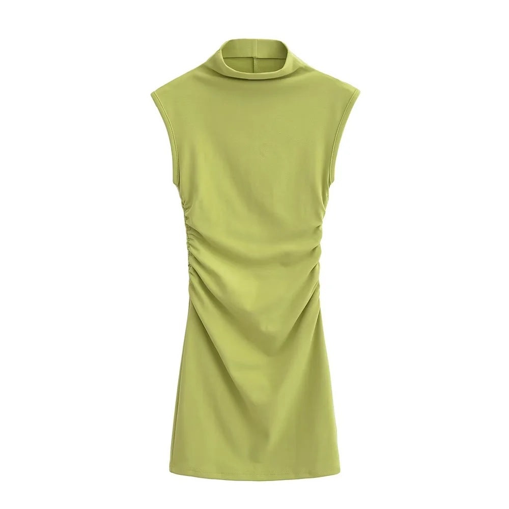 Summer New Slim Sleeveless Tight Half Turtleneck Dress Women