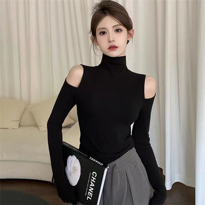 Half Turtleneck Bottoming Shirt Off-the-shoulder Hollow-out Inner Wear