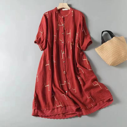 Korean Style Double-layer Cotton Yarn Retro Dress Women