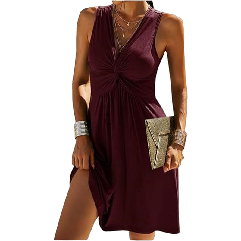 Women's Fashion Multi-color Sleeveless Beach Dress