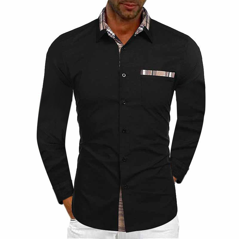 Men's Fashion Casual Solid Color Long Sleeve Shirt