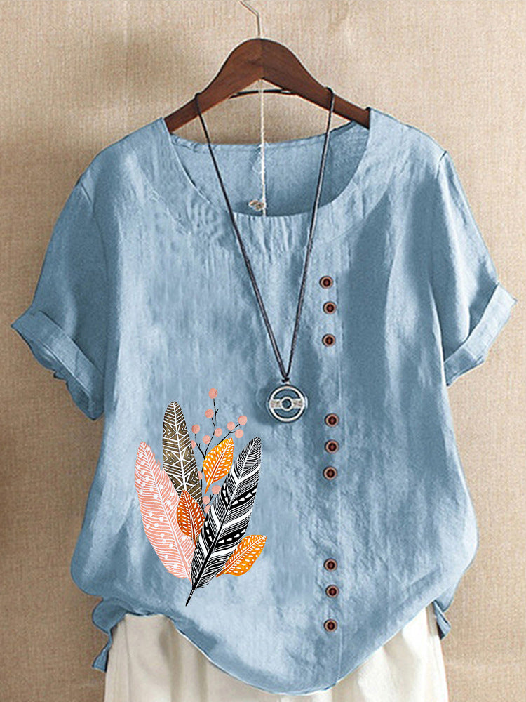 Short Sleeve Loose Casual Shirt Women