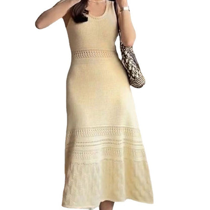 Waist-tight Sleeveless Long Jumper Dress Women