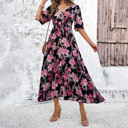 Women's Fashion Vacation Casual Printed Large Swing Dress