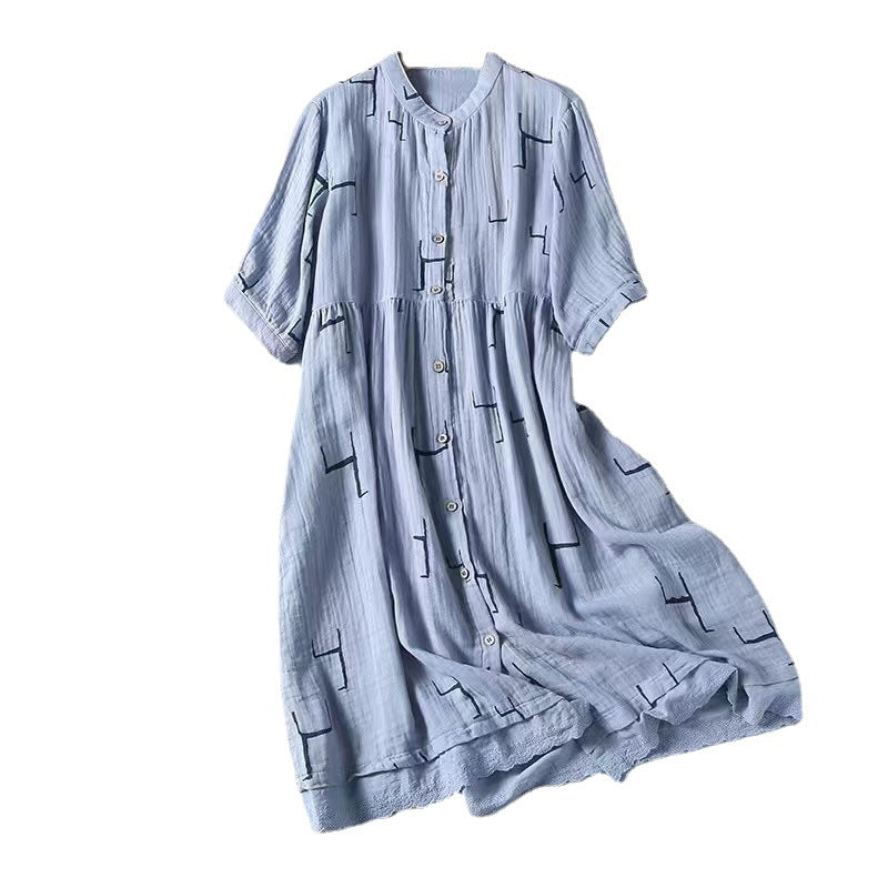 Korean Style Double-layer Cotton Yarn Retro Dress Women