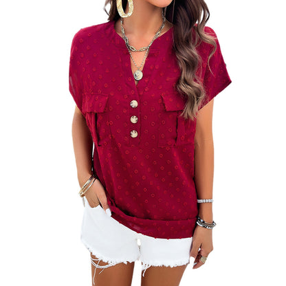 Women's Shirt Temperament V-neck Top