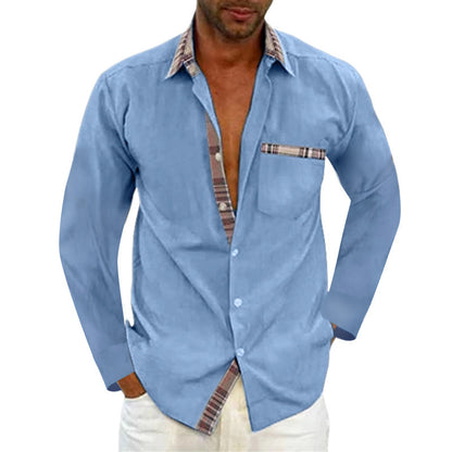 Men's Fashion Casual Solid Color Long Sleeve Shirt