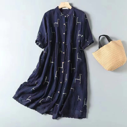 Korean Style Double-layer Cotton Yarn Retro Dress Women