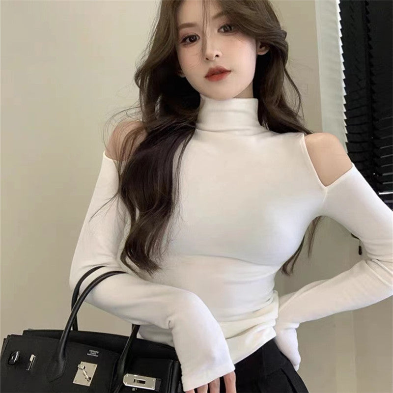 Half Turtleneck Bottoming Shirt Off-the-shoulder Hollow-out Inner Wear