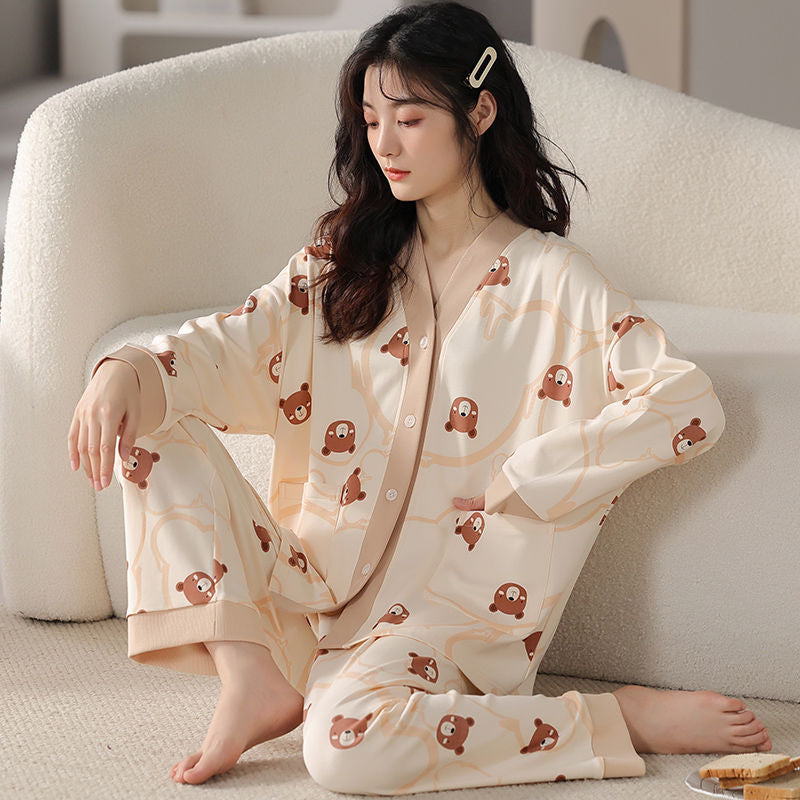 Men's And Women's Fashion Casual Printing Cartoon Bear Homewear