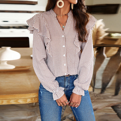 Women's Commuter Long Sleeve Ruffled Shirt