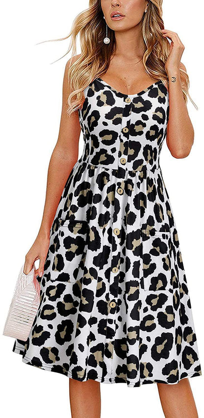 Women's Printed V-neck Large Hem Dress