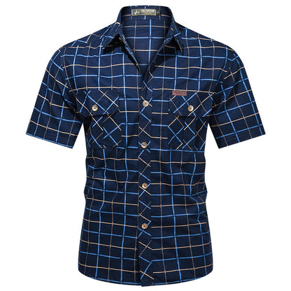 Fashion Men's Short Sleeve Plaid Shirt