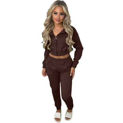 Women's Clothing Brushed Hoody Hooded Sports Suit